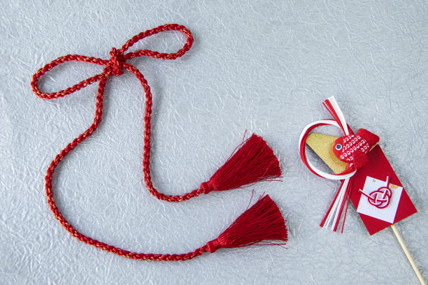 日本新年形象——日本绳和海鲷装饰图片下载