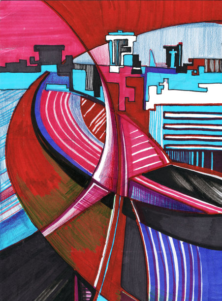 神奇的城市。插图。公寓。住房复杂。图片下载