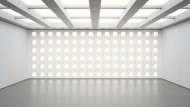 现代展厅抽象室内设计3D效果图。图片下载