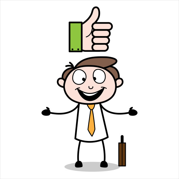 资产的年轻商人卡通人物向我们竖起大拇指图片下载