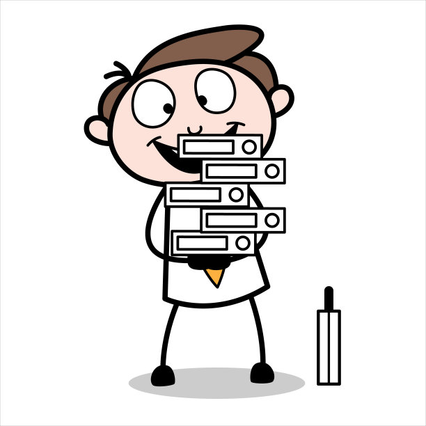 资产是一个年轻的商人卡通人物，因为很多工作很忙，但他很快乐图片下载