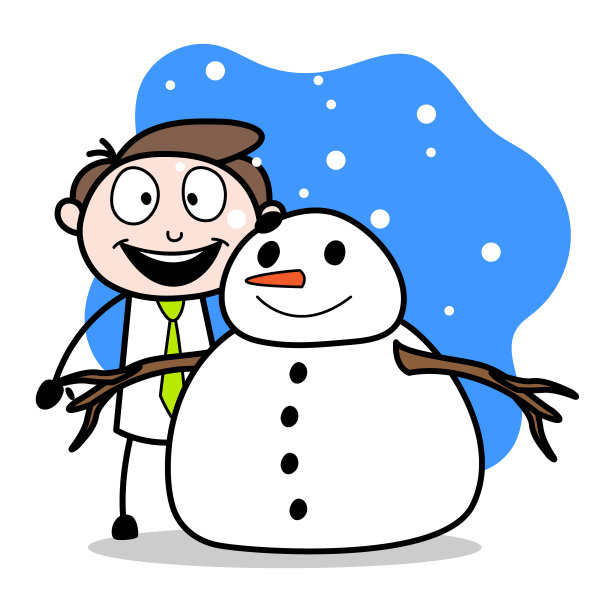 一个有雪人的年轻商人的资产图片下载