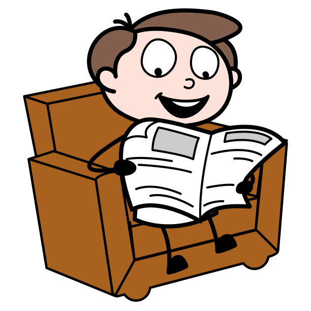 资产的年轻商人卡通人物读报纸图片下载