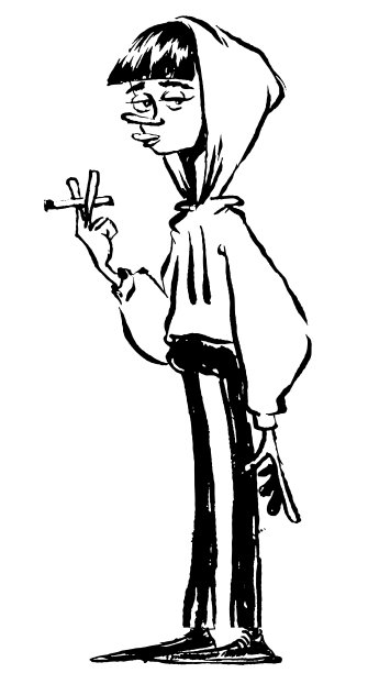 卡通可爱的女孩或女人与女童加雷特和帽衫。图片下载