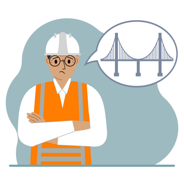 一位男性土木工程师在脑中计划在气泡中设计一座桥。土木工程与建筑的概念。图片下载