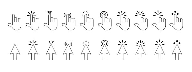 箭头光标。手游标。矢量插图。点击。指标。图片下载