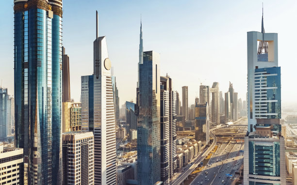 阿拉伯联合酋长国迪拜市中心航拍图片下载