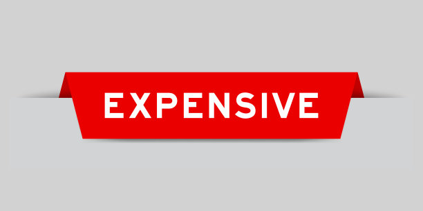 红色插入标签与字昂贵在灰色背景图片下载