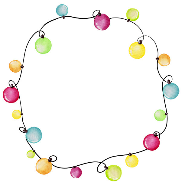 水彩节日插图，花环框。元素隔离在白色背景上。图片下载