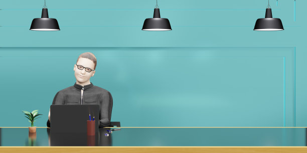 工作人员办公室办公桌3d插图办公室图片下载