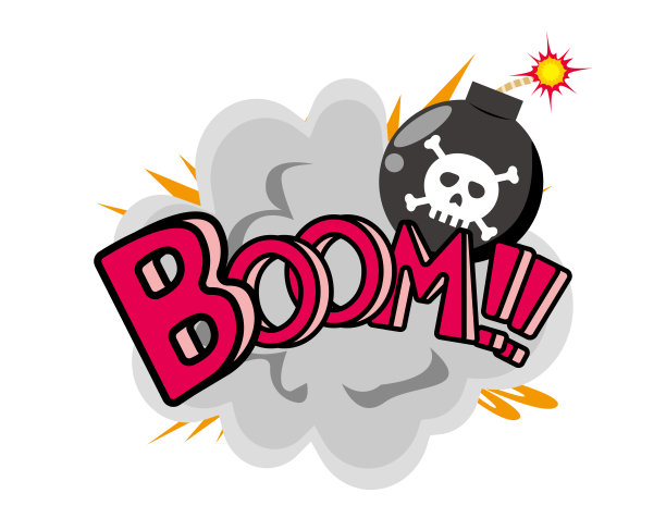 炸弹爆炸了。头骨标志。繁荣。矢量插图。图片下载