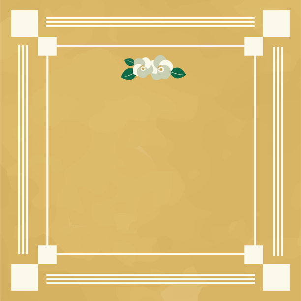 这是一幅日本方形背景画框插画，画的是冬天的山茶花。图片下载