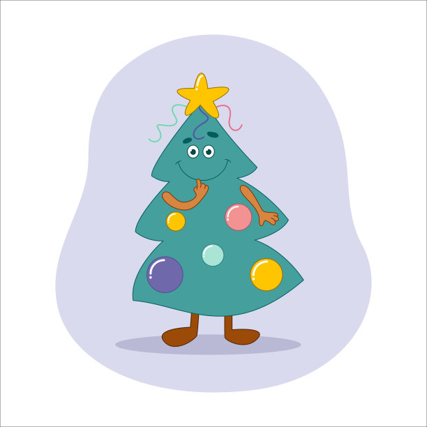 有趣的圣诞树人物，有脸和情绪。一种。矢量插图。图片下载
