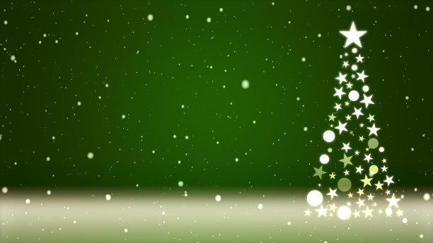 圣诞树和彩色背景与飘落的雪花图片下载