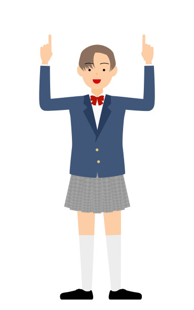 无性别，西装制服，双手向上指图片下载