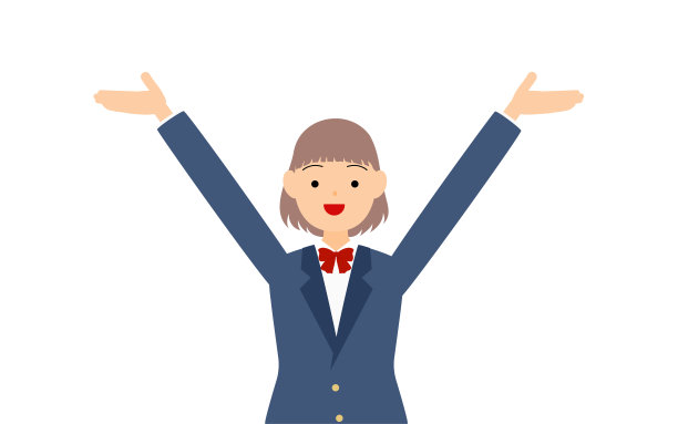 姑娘们，西装制服，张开双臂欢呼图片下载