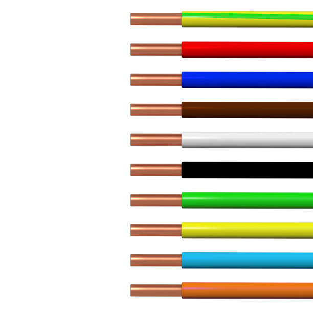 2 d侧视图。彩色绝缘单芯铜线。这是网上商店销售电缆的一个很好的例子图片下载