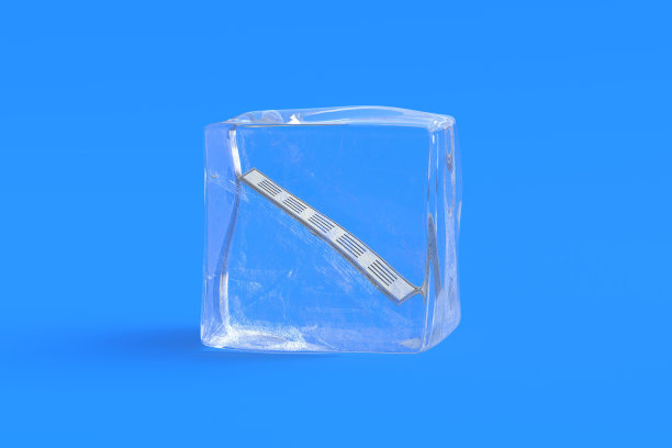 淋浴排水管加冰块。三维演示图片下载