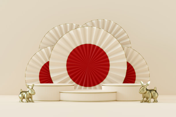 空讲台、台座、产品展示台架、展览、中国新年装饰品，2023年兔年图片下载