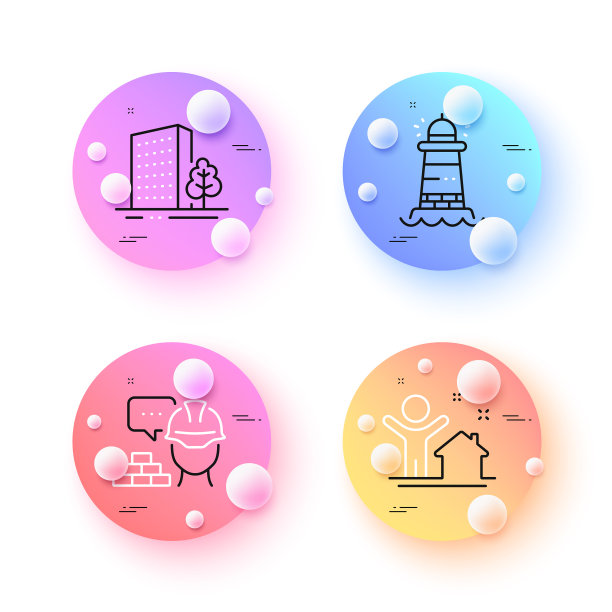 新房子灯塔和建立最小的线图标图片下载