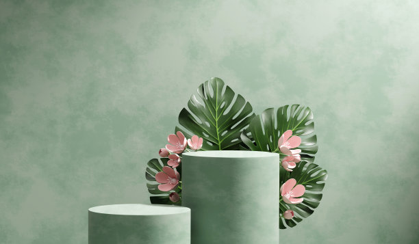 带有怪兽工厂产品展示背景的3D渲染平台平台图片下载