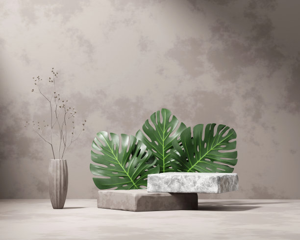 带有怪兽工厂产品展示背景的3D渲染平台平台图片下载