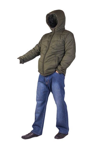 深蓝色牛仔裤，黑色皮鞋，白色背景下的夹克。图片下载