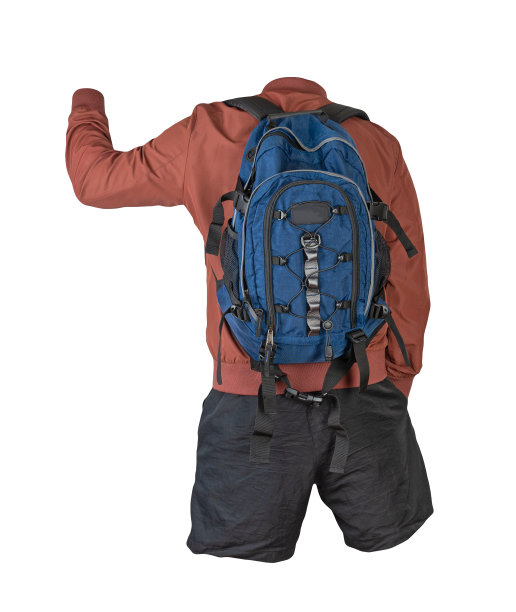 双肩包，短裤，白色背景的夏季夹克。图片下载