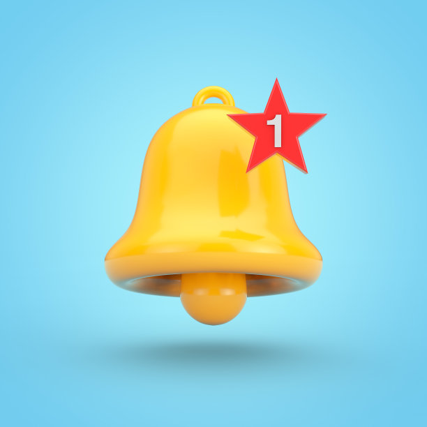 卡通社交媒体通知铃与新的消息图标。3d渲染图片下载