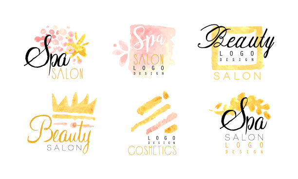 美容中心spa沙龙标志设计套装图片下载