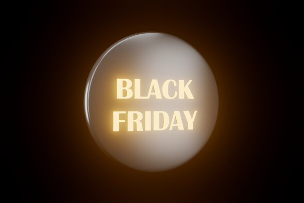 3d图标黑色星期五折扣与黄色灯光渲染。图片下载