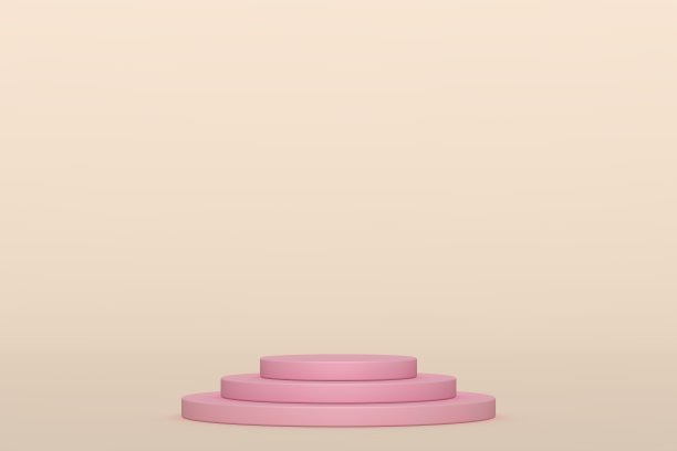 粉色的领奖台和极简的白色抽象背景，三维渲染的几何形状，现代网站的颁奖舞台。图片下载
