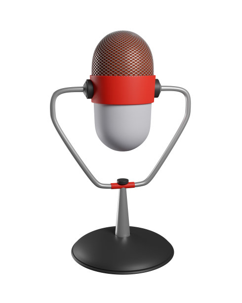 3d复古麦克风隔离在白色背景。播客的象征。三维渲染图片下载