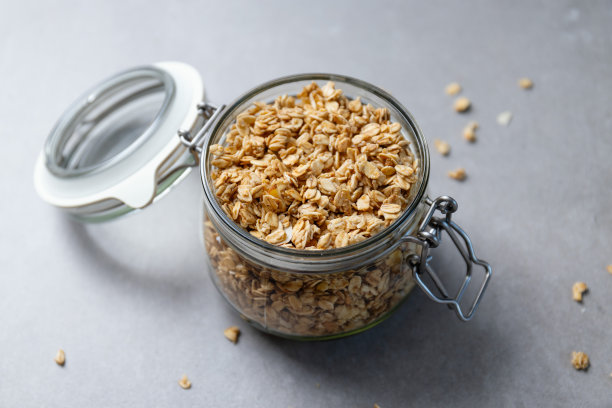 自制格兰诺拉麦片麦片，玻璃瓶装图片下载