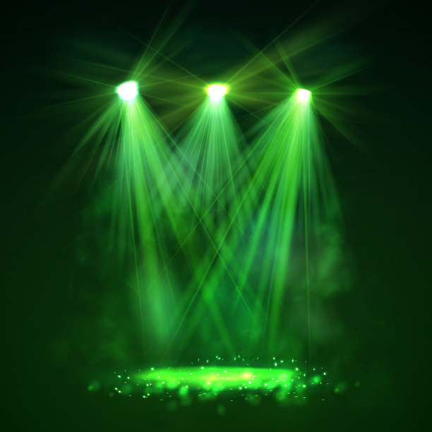 舞台上的聚光灯伴随着烟和光。图片下载