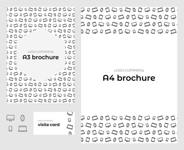 A4文件模板，A3宣传册，名片和图标，用于IT公司和五金店图片下载