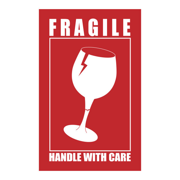 不干胶标签孤立矢量设计，方矩形易碎易碎包装，红白相间小心搬运，小心包装注意警告图片下载