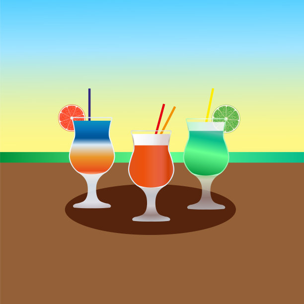 鸡尾酒。晚上。插图。向量。日落。休息室。含酒精的鸡尾酒。酒精。图片下载