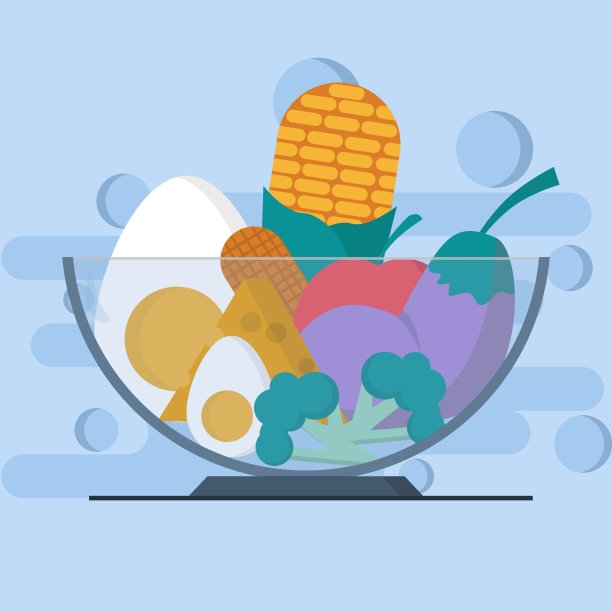 蔬菜水果盘，适当的营养，健康食品，身体健康管理，食品为饮食计划，瘦身。平面设计中的矢量插图图片下载