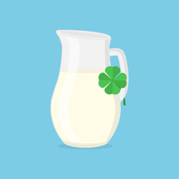 玻璃罐与牛奶平面插图图片下载