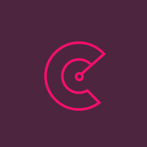 字母C标志。黑色背景上的几何字母标记签名图标。图片下载