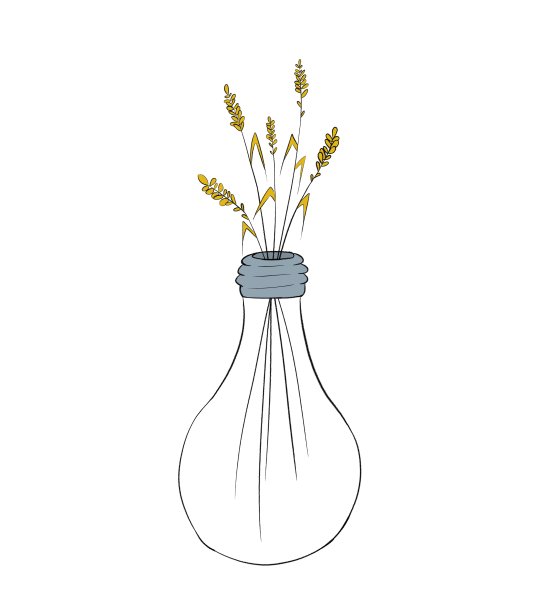 内部有小麦小穗的灯泡，玻璃回收，彩色插图图片下载