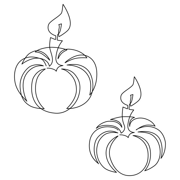 万圣节。南瓜和蜡烛。连续线图，矢量插图。图片下载