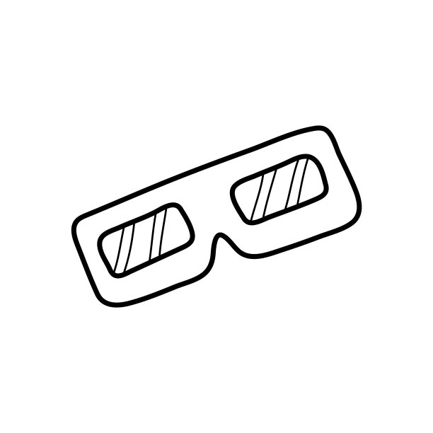 在矢量中涂鸦电影眼镜插图。手绘电影项目。3d眼镜涂鸦图标。电影之夜的对象图片下载