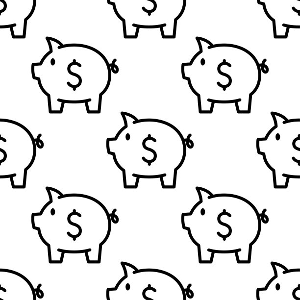 小猪储蓄无缝模式。扑满。矢量图图片下载