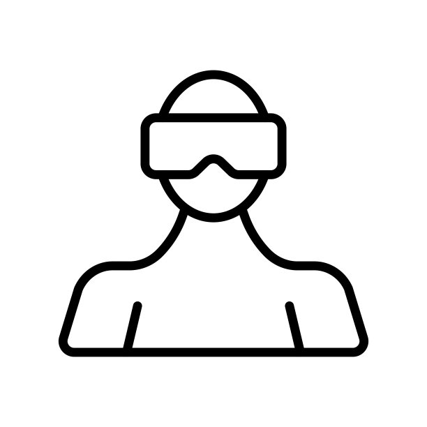 虚拟现实线图标。戴3d眼镜的男人。增强现实头盔。物体的三维建模，三维的。Metaverse的概念。白色背景。矢量线图标的业务和广告图片下载