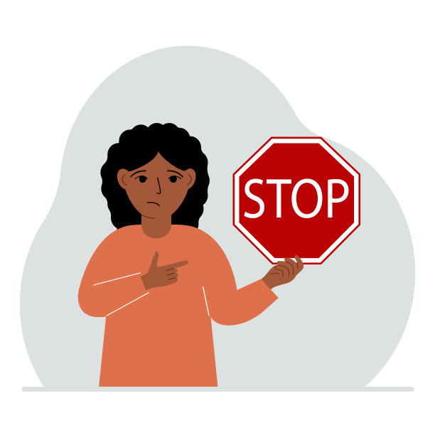 小女孩手里拿着一个红色的停车标志。图片下载