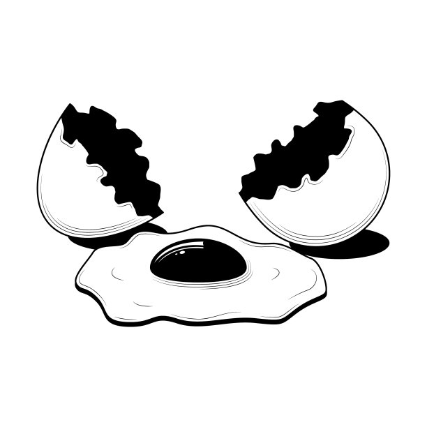 抽象手绘食物厨房用品碎鸡蛋餐涂鸦概念矢量设计轮廓风格在白色背景隔离烹饪图片下载