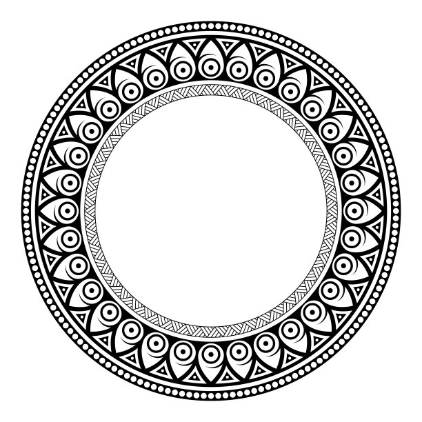 曼荼罗。装饰圆润的饰品，圆润的镜框。孤立的白色背景。阿拉伯，印度，奥斯曼的图案。图片下载