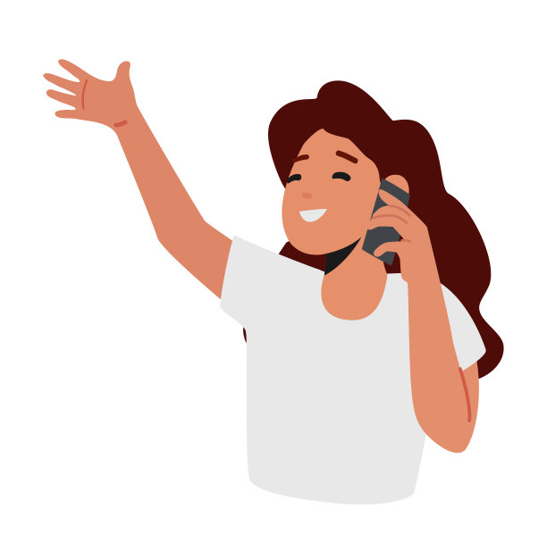 移动连接，通信概念。快乐的小女孩通过智能手机矢量插画与朋友交谈图片下载